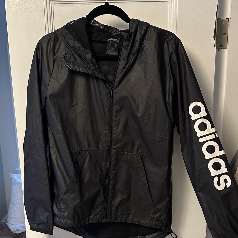 Adidas Women’s Black Windbreaker with White Logo